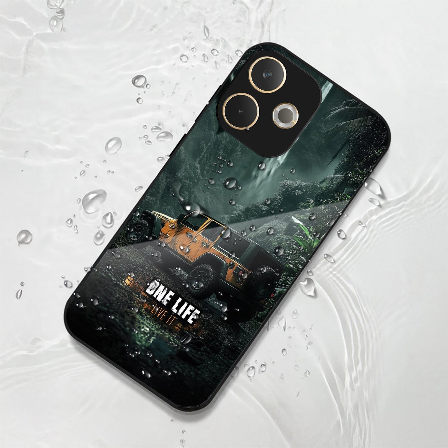 Oppo A5 Pro 5G Premium Acrylic Shockproof Glass Back Case (Jeep Case)