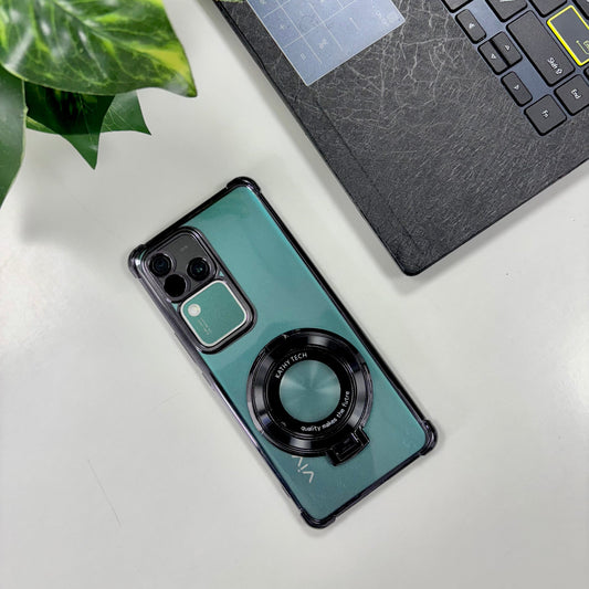 Vivo V30 Pro 5G Original Luxury Magnifier Ring Stand Shockproof Airbags Corner Case