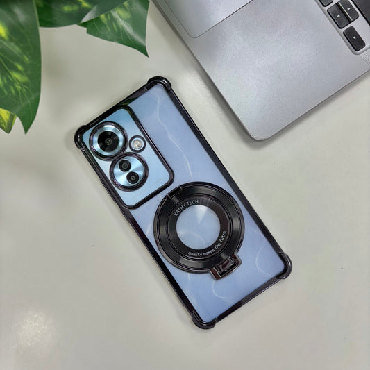 Oppo Reno11 F 5G Original Luxury Magnifier Ring Stand Shockproof Airbags Corner Case