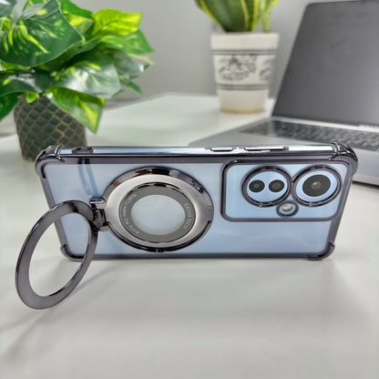 Oppo Reno11 F 5G Original Luxury Magnifier Ring Stand Shockproof Airbags Corner Case