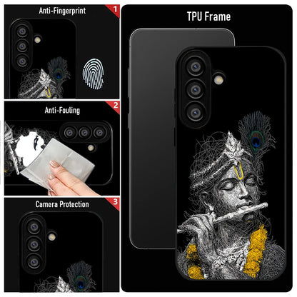 Samsung Galaxy A56 5G Premium Acrylic Shockproof Glass Back Case (Krishna Sketch)