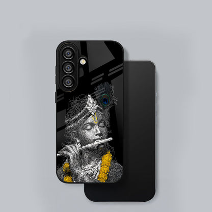 Samsung Galaxy A56 5G Premium Acrylic Shockproof Glass Back Case (Krishna Sketch)