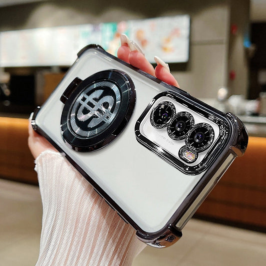 Oppo Reno 12 Pro 5G Four Corner Airbags 100% Original Astro Money Magnet Rotating Dollar Case
