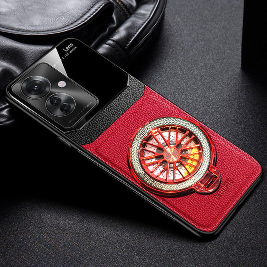Oppo F25 Pro 5G Red Leather Lens Wheel Case