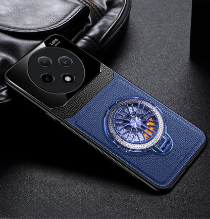 Oppo F27 Pro+ 5G Original Luxury Leather Lens Wheel Ring Stand Case