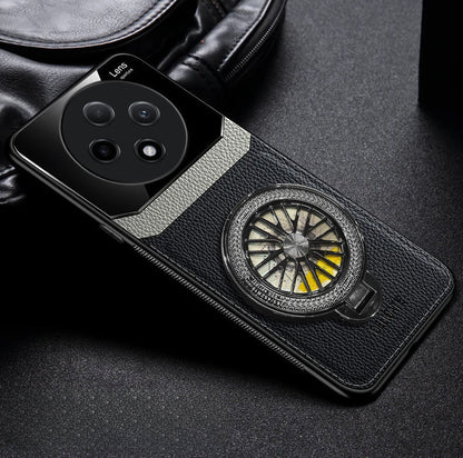Oppo F27 Pro+ 5G Original Luxury Leather Lens Wheel Ring Stand Case