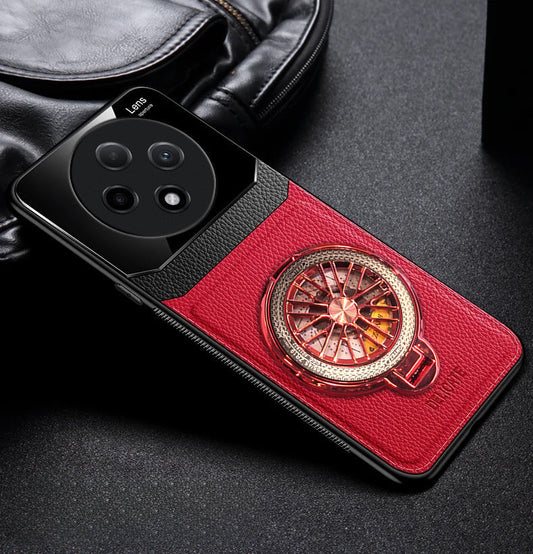 Oppo F27 Pro+ 5G Original Luxury Leather Lens Wheel Ring Stand Case