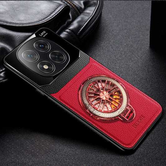 Redmi Note 14 Pro+ Red Leather Lens Wheel Case 