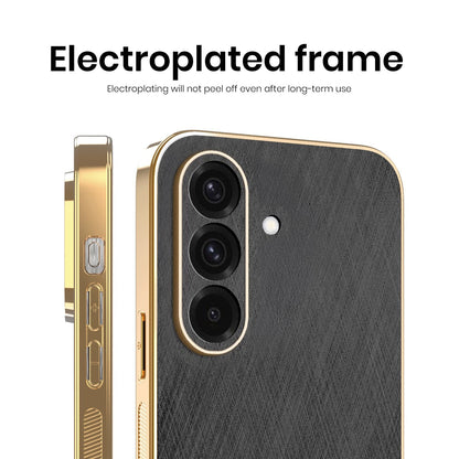 Samsung Galaxy A36 5G Premium Electroplated Frame Gold Thread Pattern Soft Case