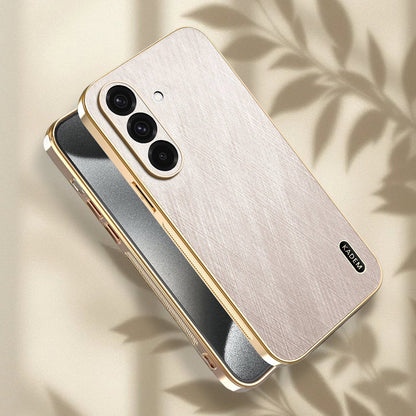 Samsung Galaxy A36 5G Premium Electroplated Frame Gold Thread Pattern Soft Case