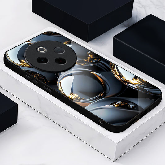 Vivo T4 5G Premium Acrylic Shockproof Glass Back Case (Mirror Spheres)