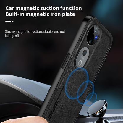 Vivo V40 Pro 5G Skin Feel Shockproof Magnetic Phone PU Leather Case