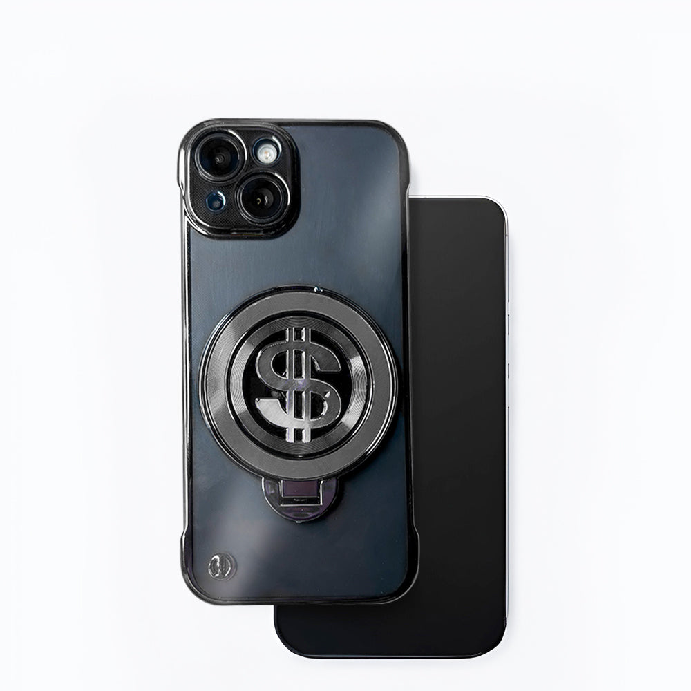 Black frame less iPhone 15 Plus cover