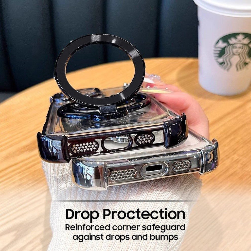 Vivo T4 5G Luxury Four Corner Invincible Bracket Ring Stand Case
