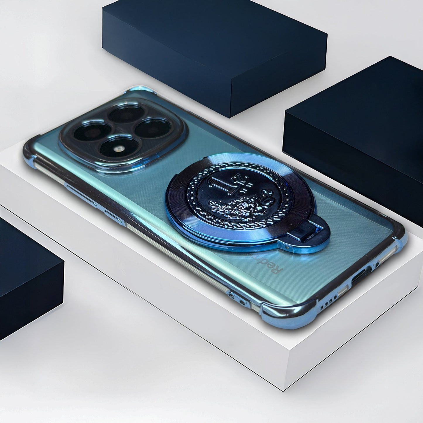 Redmi Note 14 Pro+ 5G Transparent 1 Billion Edition Rotating Cluster Phone Case