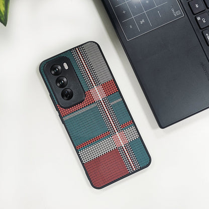 Oppo Reno12 5G Luxury Grid Pattern Glass Back Shockproof Case