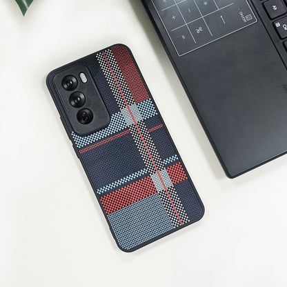 Oppo Reno 12 Pro 5G Luxury Grid Pattern Glass Back Shockproof Case
