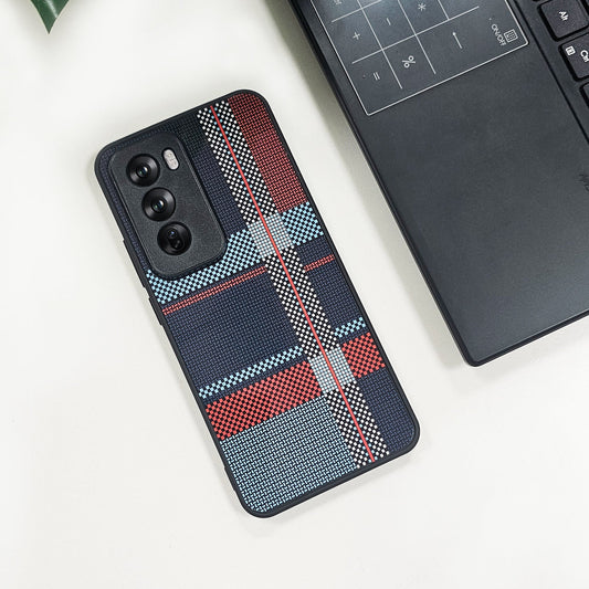 Oppo Reno 12 Pro 5G Luxury Grid Pattern Glass Back Shockproof Case