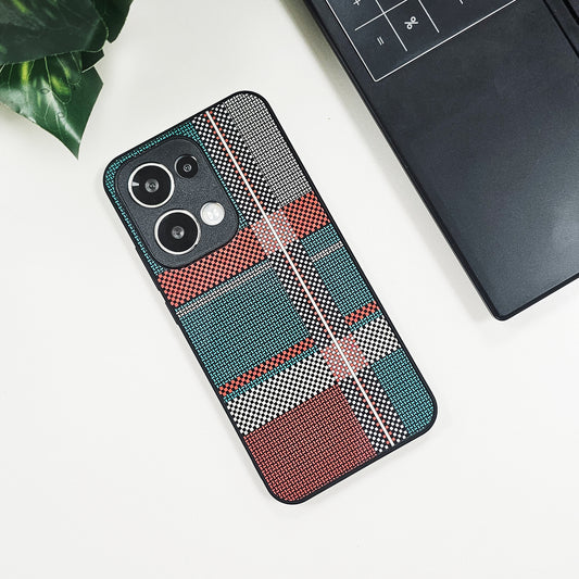 Oppo Reno13 5G Luxury Grid Pattern Glass Back Shockproof Case