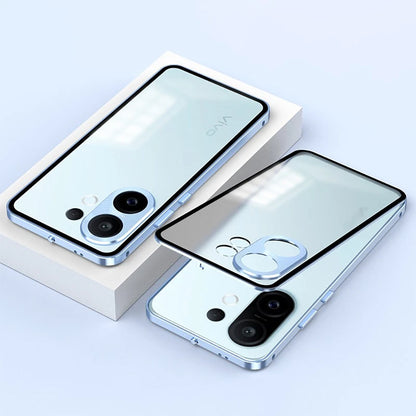 Vivo V60 5G Aluminium Metal Bumper Shield Transparent Back Case