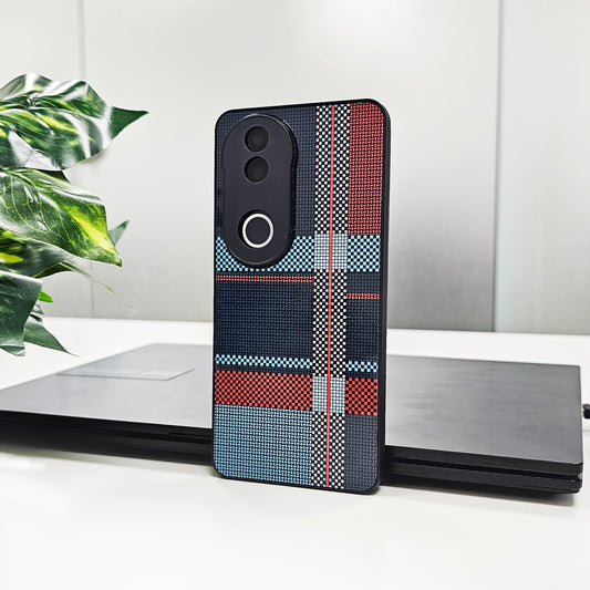 Vivo V50 5G Luxury Grid Pattern Glass Back Shockproof Case