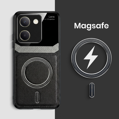 Vivo Y200 Pro 5G Premium Magsafe Magnetic Leather Lens Protective Case
