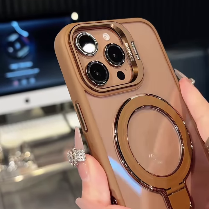 iPhone 16 Pro Golden Circle Magnetic With Camera Lens Rings iPhone Case